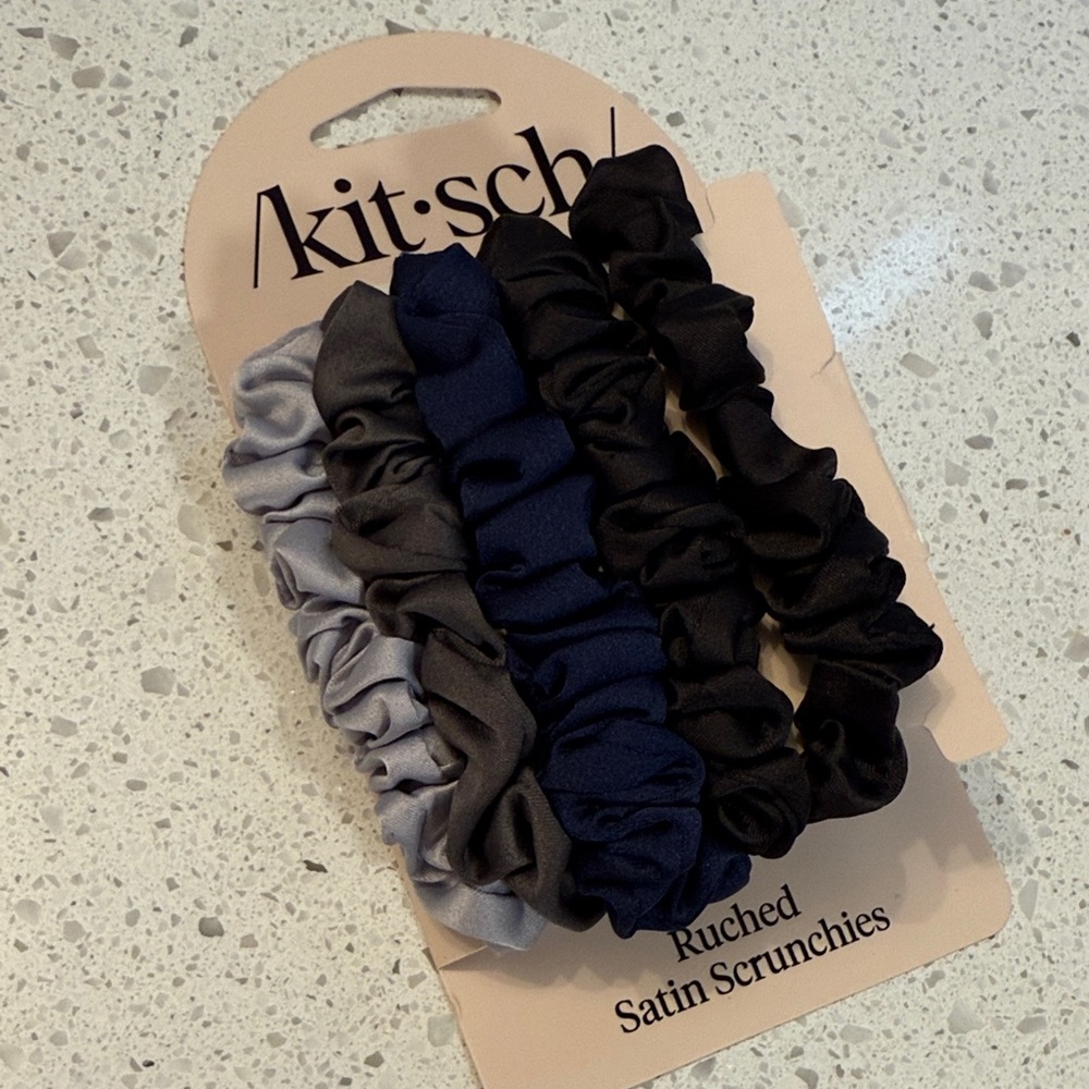 Kitsch Elegant Satin Hair Ties - Black, Gray, Navy